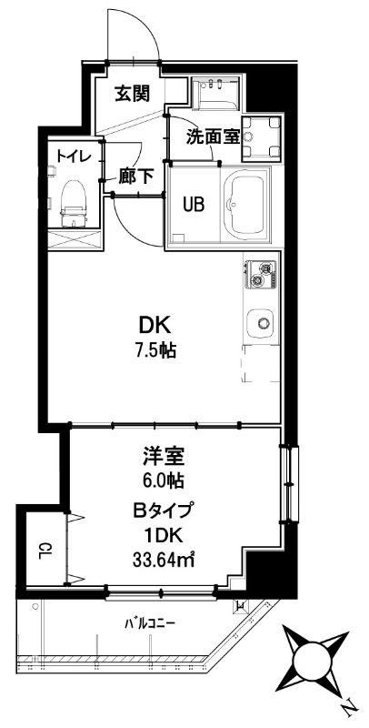 IWA3(1DK/6階)の間取り写真