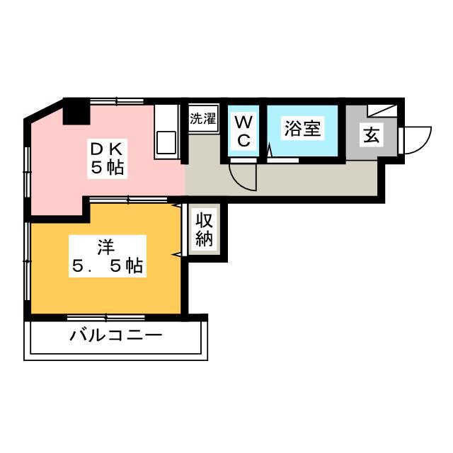 ウエルズ平松ビル(1DK/3階)の間取り写真