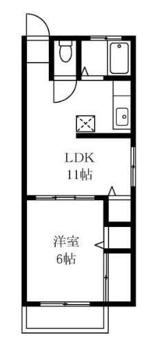 キタジママンション(1LDK/5階)の間取り写真