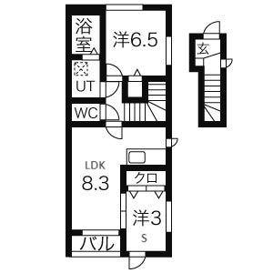 エスポワール中町東 C棟(1SLDK/2階)の間取り写真