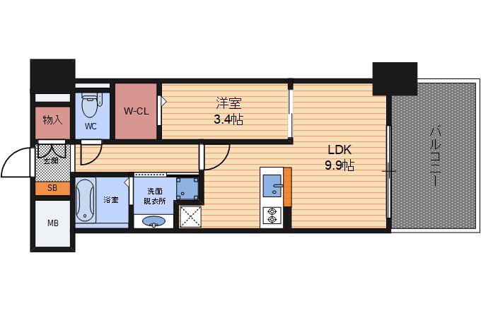LASANTE梅田北(1LDK/4階)の間取り写真