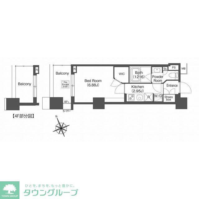 コンフォリア西荻窪(1K/8階)の間取り写真