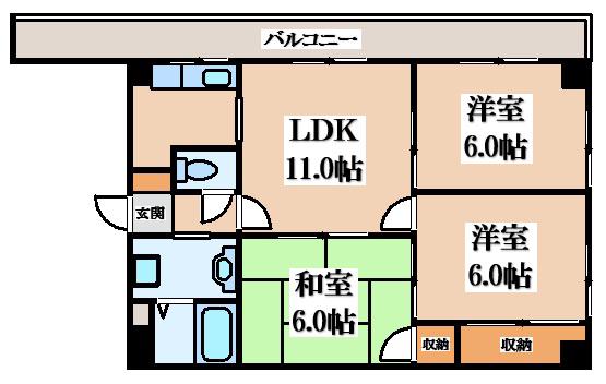 グランドシャトー山本(3LDK/1階)の間取り写真