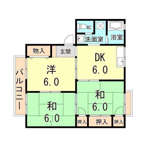 フレマリール高苗代(3DK/1階)の間取り写真