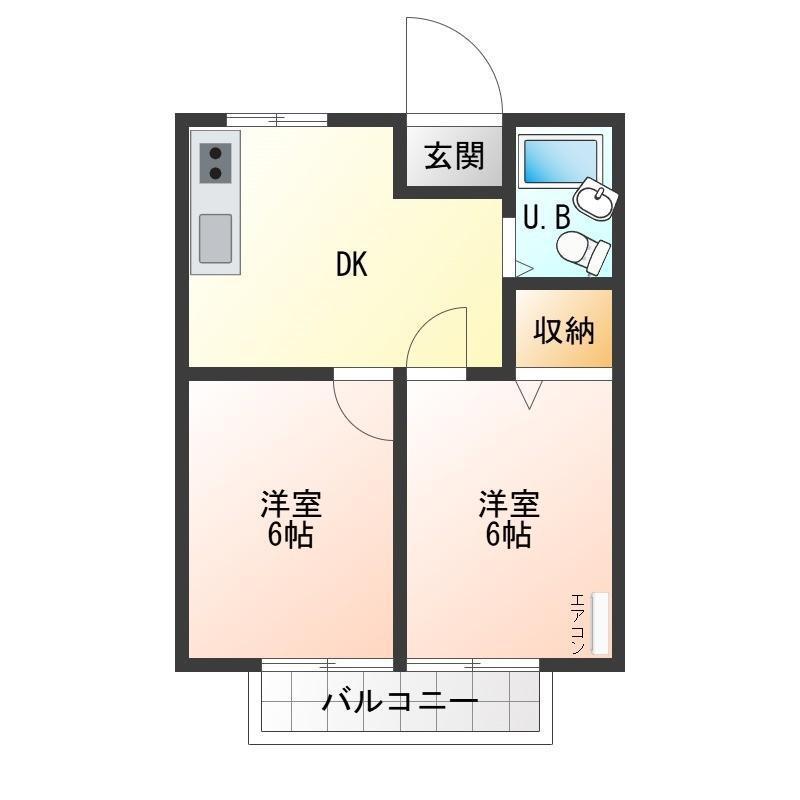 JR東海道本線 磐田駅 徒歩21分 2階建 築31年(2DK/1階)の間取り写真