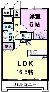 フォルシュ22(1LDK/3階)の間取り写真