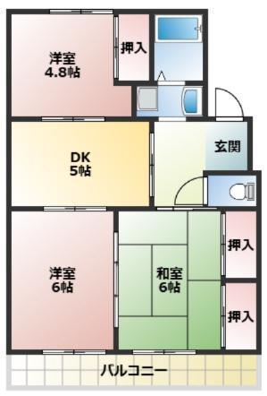 湫マンション(3DK/2階)の間取り写真