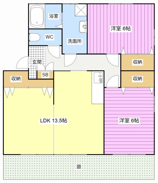 エスポワールミシマB(2LDK/2階)の間取り写真