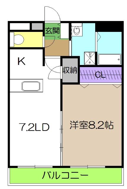エピナール北久保(1LDK/1階)の間取り写真