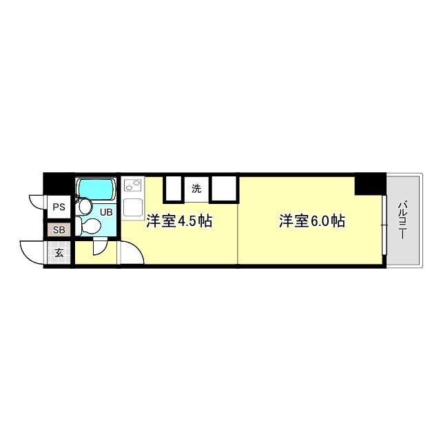 カーサ北堀江(1DK/1階)の間取り写真