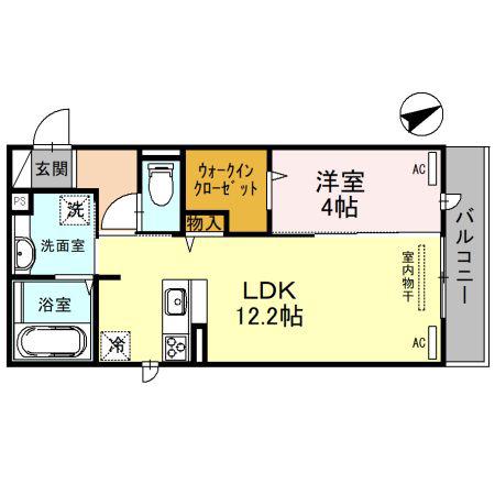 ルーチェ鳳(1LDK/1階)の間取り写真
