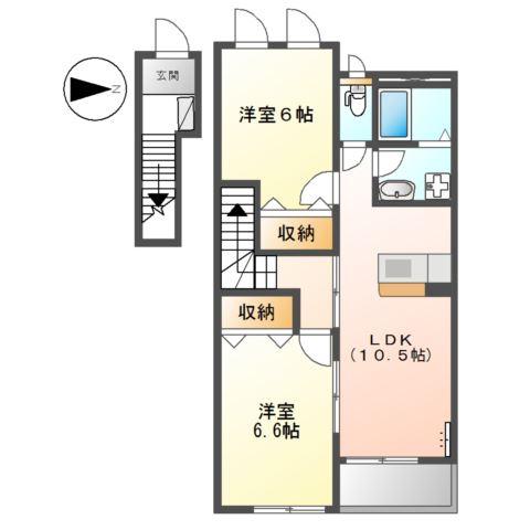 ルミナスハイム(2LDK/2階)の間取り写真