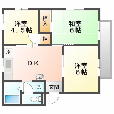 クレセント春日(3DK/1階)の間取り写真