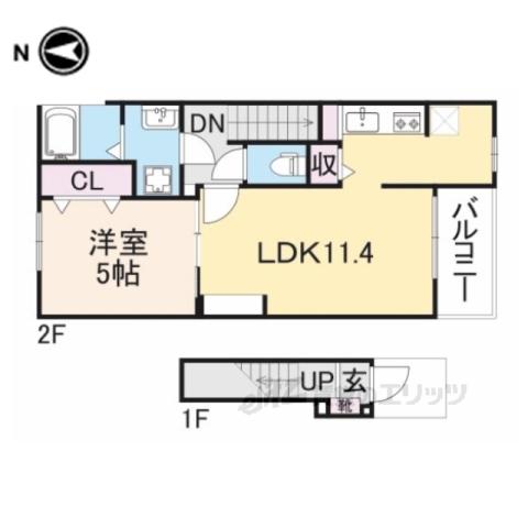 ルナ ヒルズ(1LDK/2階)の間取り写真