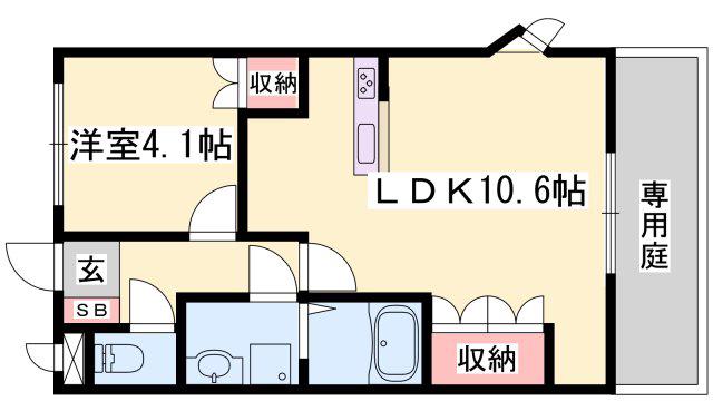 ハイムグランドール(1LDK/1階)の間取り写真