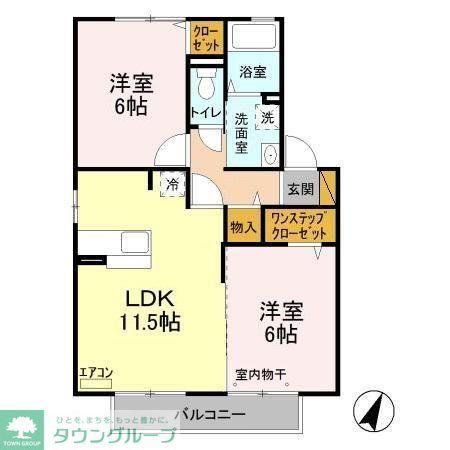 グラシューズII(2LDK/2階)の間取り写真