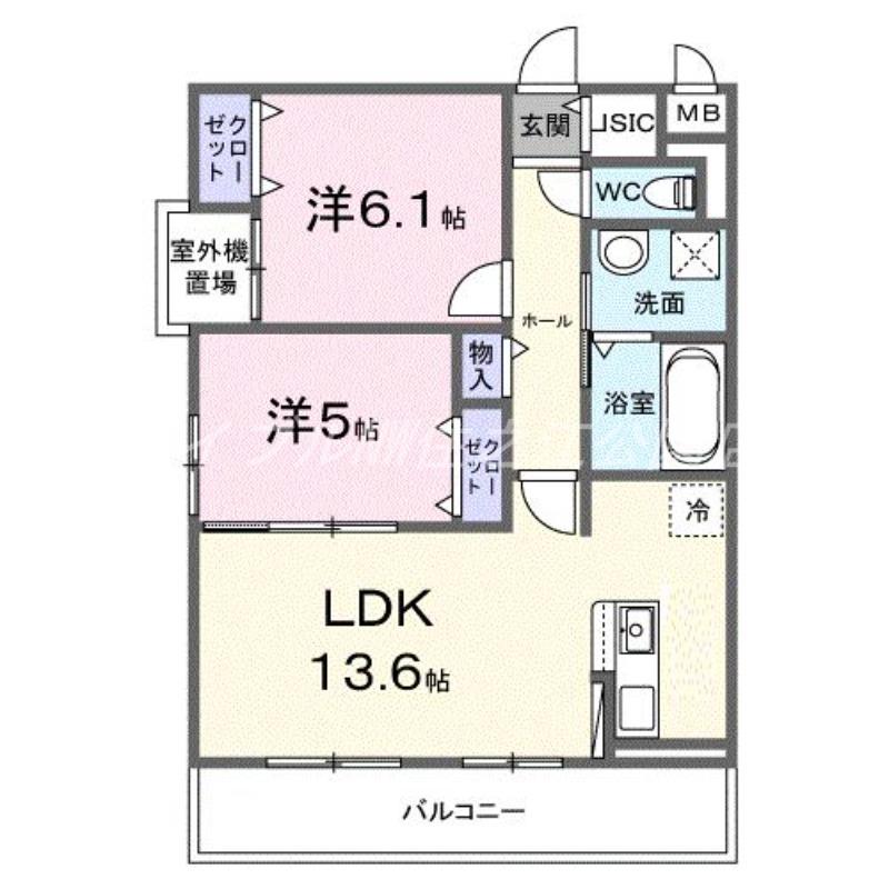 ヴィオラ住吉ノ杜(2LDK/2階)の間取り写真