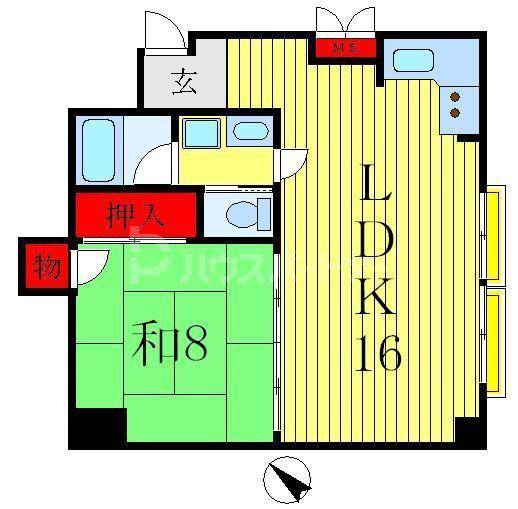 北松戸マンション(1LDK/3階)の間取り写真