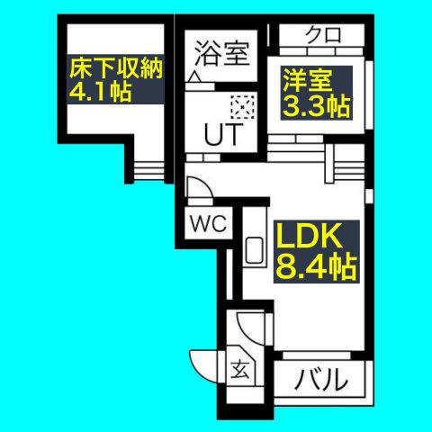 ハーモニーテラス六番町(1LDK/1階)の間取り写真