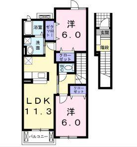 ベルメゾン福地D(2LDK/2階)の間取り写真