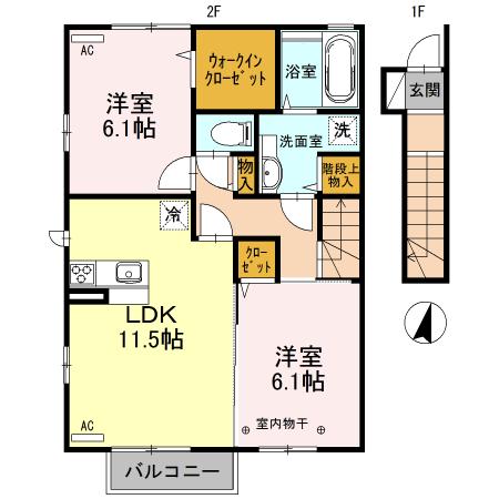 フィガロ(2LDK/2階)の間取り写真