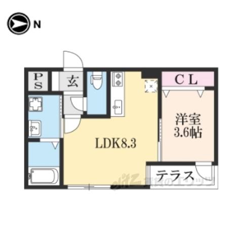 Nステージ長岡天神(1LDK/1階)の間取り写真