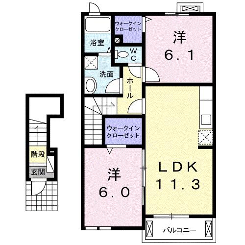 ボナールドルフA(2LDK/2階)の間取り写真