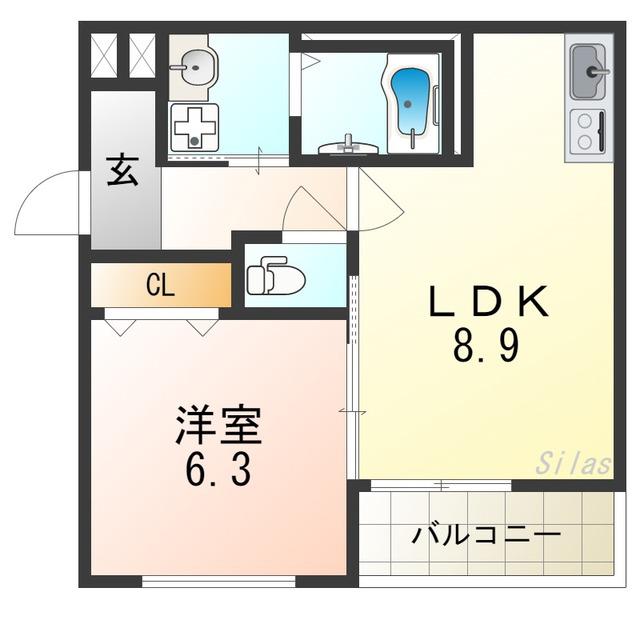 フジパレス我孫子西III番館(1LDK/2階)の間取り写真