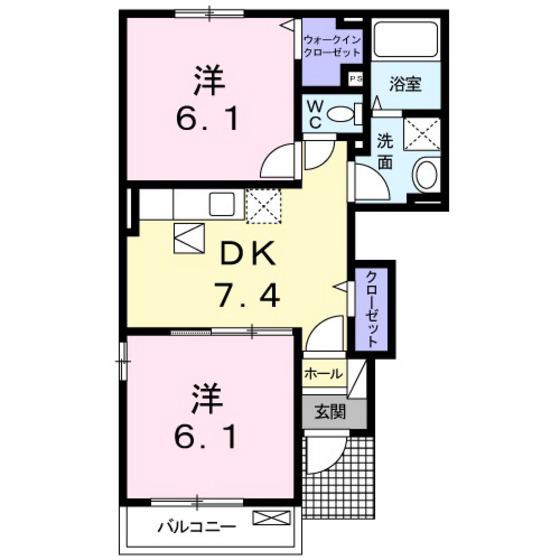 南タウン あさひ A(2LDK/2階)の間取り写真