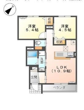 アザレア(2LDK/1階)の間取り写真