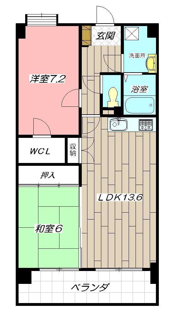 ルシオーレ(2LDK/5階)の間取り写真