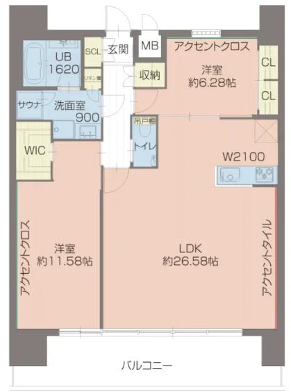 プレジオ北浜(2LDK/2階)の間取り写真