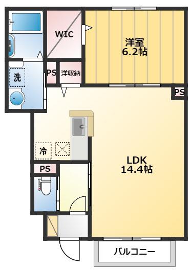 コンフォートグレイスC(1LDK/1階)の間取り写真