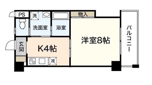マンションそよ風(1K/2階)の間取り写真