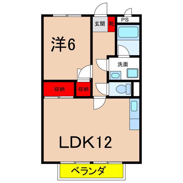 サープラス美沢台A(1LDK/2階)の間取り写真