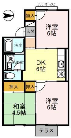 パルコート林II(3DK/2階)の間取り写真