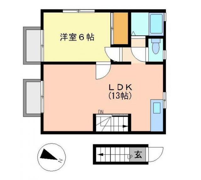 アーバン牛久B号館(1LDK/2階)の間取り写真
