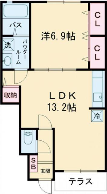 メゾンタカモトI番館(1LDK/1階)の間取り写真