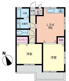 シャンツェ日野(2LDK/2階)の間取り写真