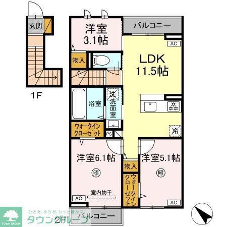 ハレカフア(3LDK/2階)の間取り写真