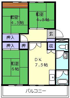 上浜団地(3DK/8階)の間取り写真