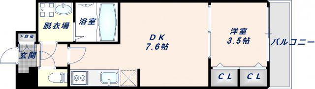 ファステート大阪ベースシティ(1DK/4階)の間取り写真