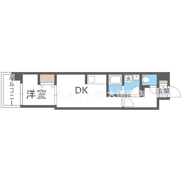 ALIVIS新町(1DK/8階)の間取り写真