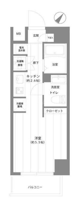 日神パレステージ南林間(1K/3階)の間取り写真
