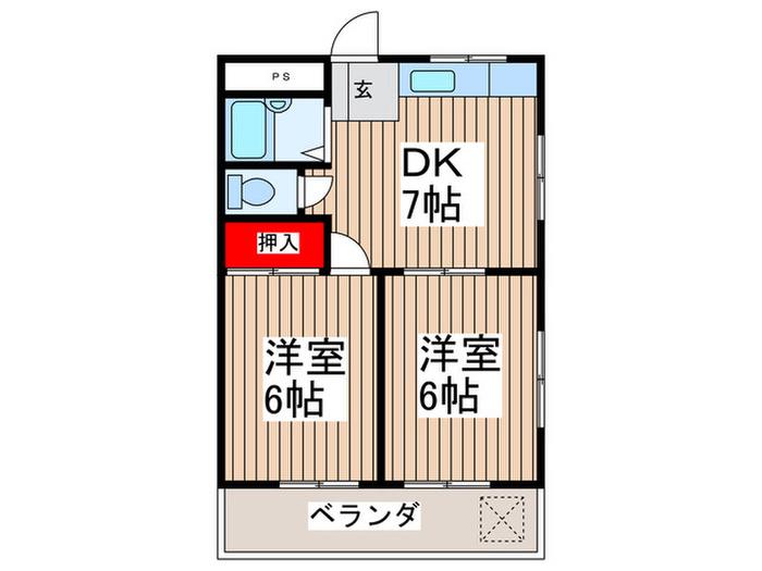 グリーンベル(2DK/3階)の間取り写真