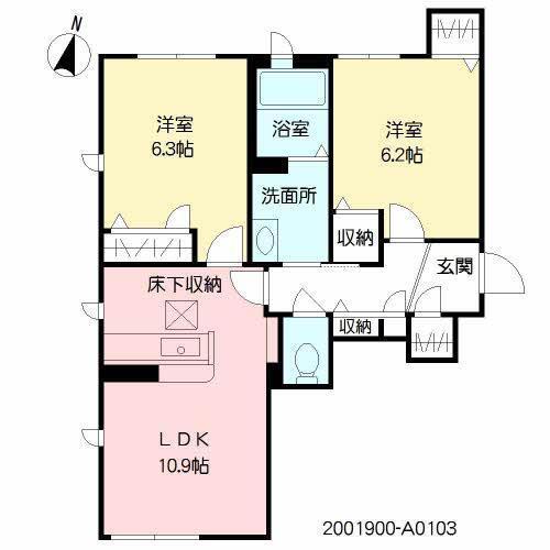ラ・シャルール(2LDK/1階)の間取り写真