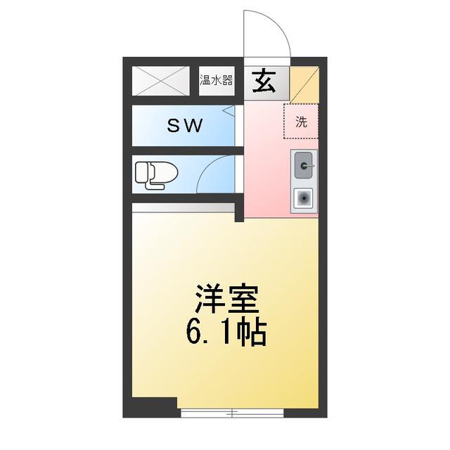 グリーンピア国立(ワンルーム/1階)の間取り写真
