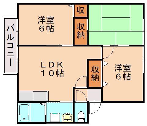 サンガーデン海老津A棟(3LDK/2階)の間取り写真
