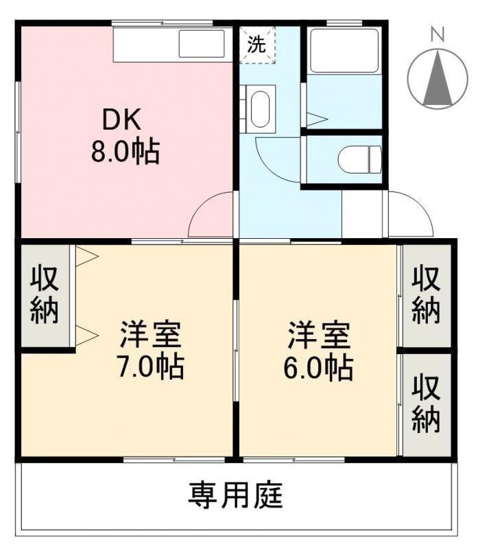 クレールB(2DK/1階)の間取り写真