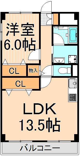 ラ・プレーヌGS(1LDK/5階)の間取り写真